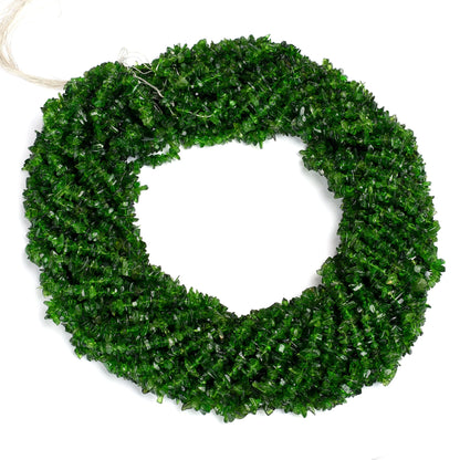 AAA Quality Natural Chrome Diopside Uncut Chips Raw Gemstone Beads,34" Strand Green Chrome Rough Smooth Tiny Chip Beads, Chrome Bead Jewelry