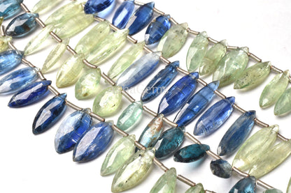 Beautiful Kyanite Faceted Marquise Shape Beads,8" Strand Shaded Green Blue Kyanite Marquise Beads, Natural Marquise Fancy Gemstone Bead SALE