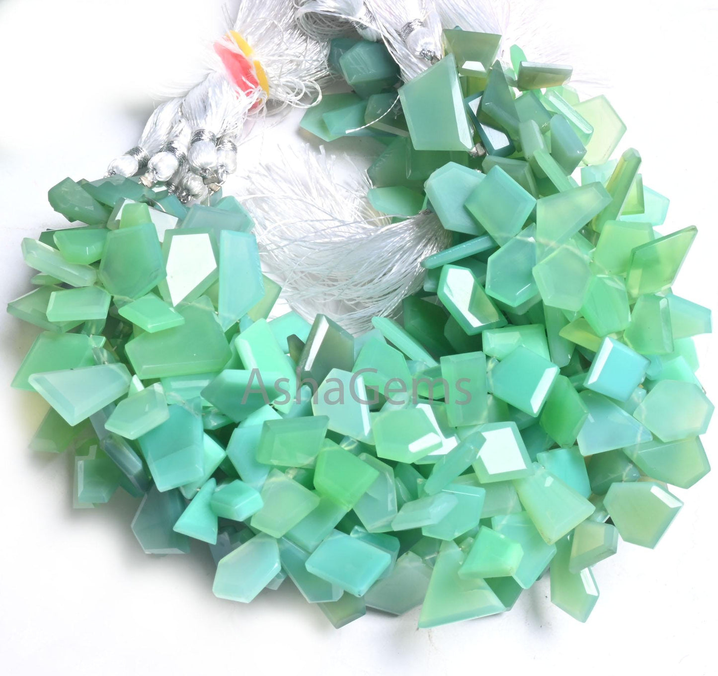 AAA Green Chalcedony Fancy Flat Nugget Gemstone Beads,Chryso Chalcedony uneven Shape table cut Faceted Slice Briolette Beads Jewelry Crafts (AG 18676 )