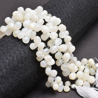 White Moonstone Smooth Uneven Drops Shape Gemstone Beads, Natural Moonstone Side Drill Drops Handmade Bead, Moonstone Teardrops Jewelry SALE