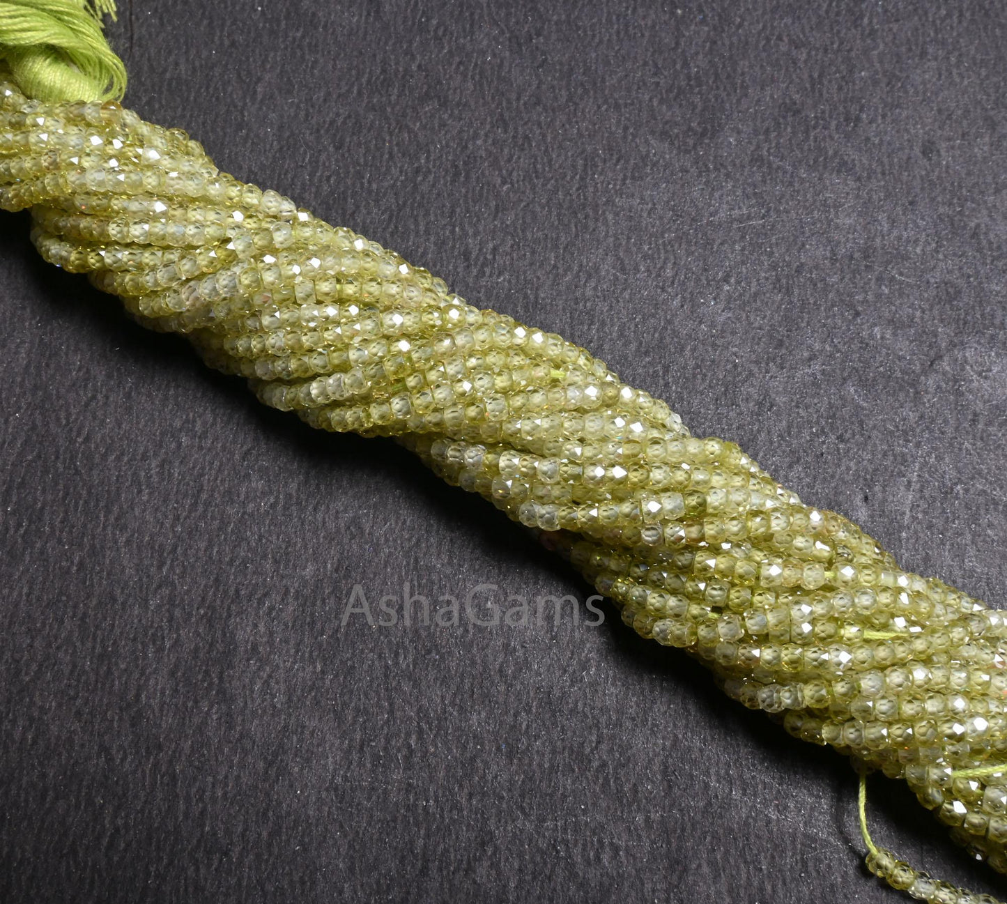 2.5mm Beautiful Light Green Zircon Micro Cut Faceted Rondelle Tiny Beads,13" AAA Prehnite Color Cubic Zirconia Machine Cut Bead Jewelry SALE