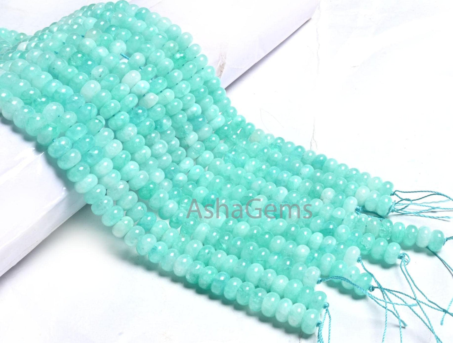 Fine Quality Peru Blue Color Jade Quartz Smooth Rondelle Gemstone Loose Beads,8 mm Neon Sky Blue Quartz Beads Jewelry making Necklace Crafts