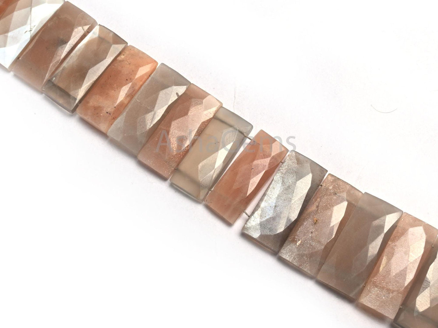AAA Multi Peach Grey Moonstone Fancy Rectangle Faceted Gemstone Beads, Moonstone Chicklet Briolette Double Drill Moonstone For Bracelet SALE