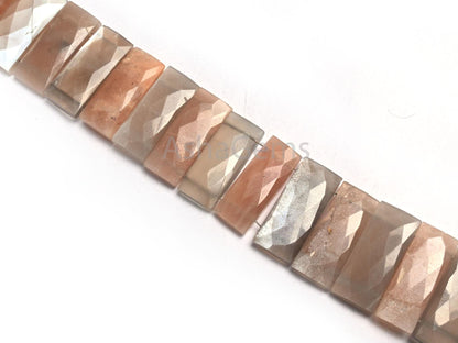 AAA Multi Peach Grey Moonstone Fancy Rectangle Faceted Gemstone Beads, Moonstone Chicklet Briolette Double Drill Moonstone For Bracelet SALE