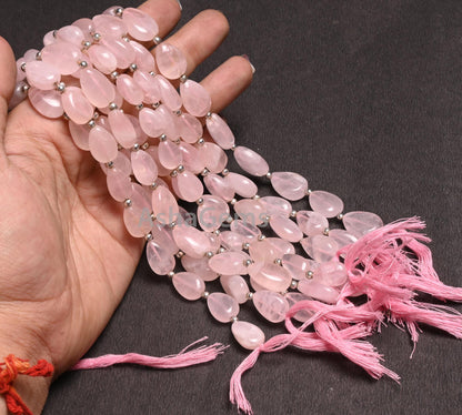 Fine Rose Quartz Pears Shape Smooth Gemstone loose Beads, Natural Pink Rose Quartz Plain Teardrop Handmade Straight Drill Beads Jewelry SALE