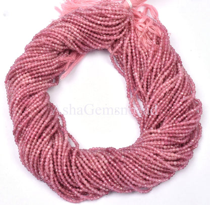 AAA Natural Pink Tourmaline Faceted Machine Cut Beads,2mm Shaded Pink Tourmaline Micro Cut Rondelle Gemstone Beads, Tourmaline Bead Jewelry(AG 15040 c)