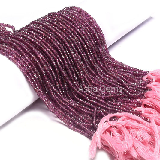 Beautiful Rhodolite Garnet Faceted Gemstone Beads, natural Garnet Indian machine Cut Rondelle Beads,13"Strand Pink Garnet Bead Jewelry Craft