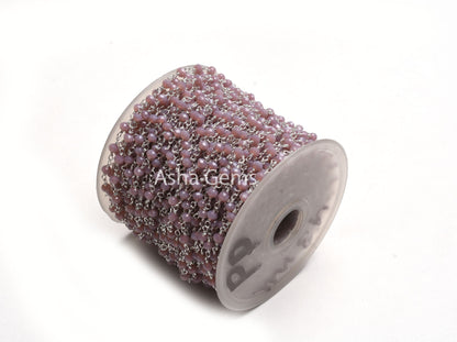 1,3,5,10,50Ft Lavender Hydro Faceted Rondelle Beaded Rosary Chain,Silver Plated Wire,Jewelry Making Finding,Bulk Chain,3-3.5mm,Chain By Foot