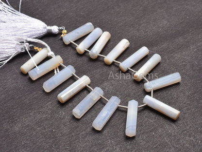 Blue lace Agate Long Pipe Shape Faceted Beads,5-20 mm Natural Blue Lace Agate Fancy Tube Side Drill Gemstone Beads Jewelry Making Craft SALE
