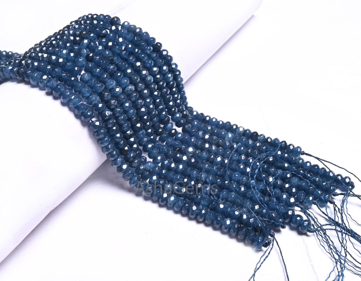 6 mm Beautiful Navy Blue Color Jade Quartz faceted Rondelle Shape Beads, Fine Blue Jade machine cut Gemstone Loose Beads Jewelry Crafts SALE