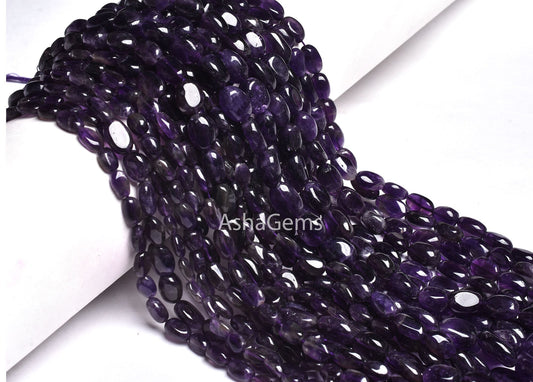 Beautiful African Amethyst Plain Uneven Oval Gemstone Beads,13"Strand Purple Amethyst Smooth Oval Shape Beads, Amethyst Handmade beads Craft