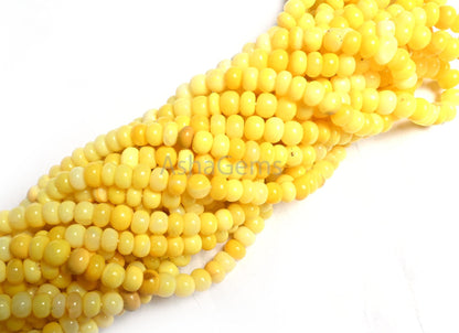 Fine Yellow Opal Smooth Rondelle Shape Beads, Yellow Opal Plain Handmade Gemstone Loose Bead, Opal Beads Necklace making Jewelry Crafts SALE