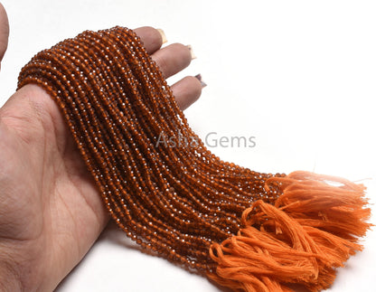 AAA Quality Natural Hessonite Machine Cut Beads,3.25 mm Brown Hessonite Garnet Micro Cut Faceted Rondelle Gemstone Bead Hessonite Jewelry