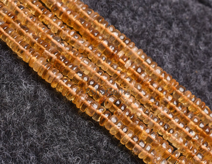 16" Strand Dark Yellow Citrine Heishi Tyre Gemstone Beads, Natural Citrine Quartz Beads, Fine Citrine Plain Handmade flat Tyre Beads Jewelry