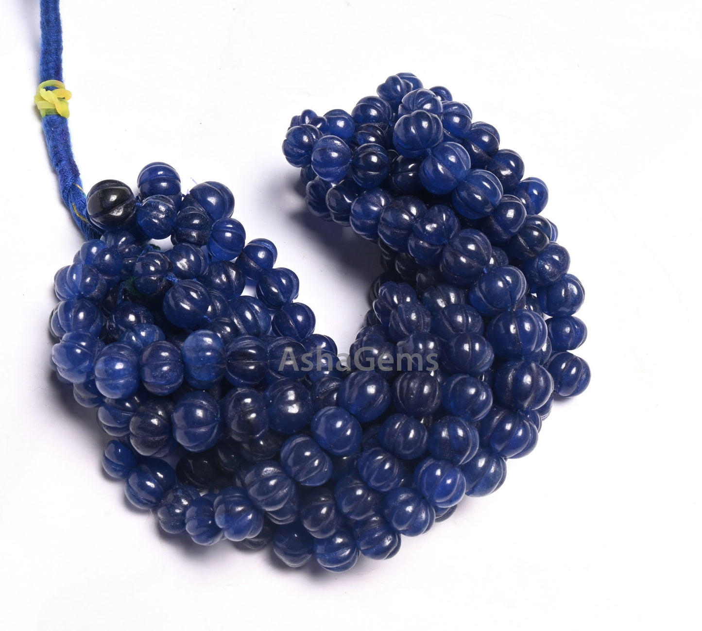 Fine Blue Quartz carved Pumpkin Beads, Blue Quartz carving watermelon Bead Handmade Carve Rondelle Gemstone Melon Bead Jewelry Necklace SALE