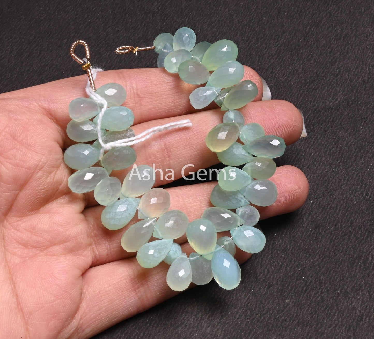 AAA Quality Sea Green Chalcedony Silver Coated Drops Gemstone Beads, Both Side Loop Chalcedony Faceted Teardrop Briolette Jewelry Craft SALE