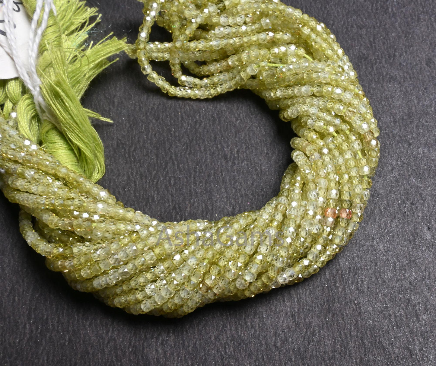 2.5mm Beautiful Light Green Zircon Micro Cut Faceted Rondelle Tiny Beads,13" AAA Prehnite Color Cubic Zirconia Machine Cut Bead Jewelry SALE