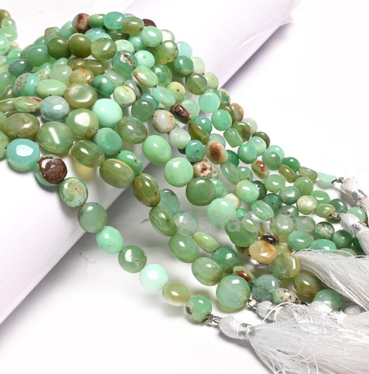 Natural Chrysoprase Smooth Coin Shape Gemstone Loose Beads,8"Shaded Green Chrysoprase Handmade Coin, Bio chrysoprase Bead Jewelry Craft SALE