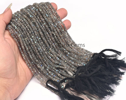 Natural Fire labradorite Faceted Rondelle Gemstone Beads,13" Fine labradorite Indian Machine Cut Beads, Labradorite Beads Jewelry Craft Sale