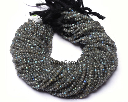 13"Strand Natural Blue Fire Labradorite Smooth Round Gemstone Beads,4 mm Black Rainbow Round Ball Beads Jewelry Craft Labradorite beads Sale