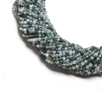 Rare Moss Green Agate Micro Cut Faceted Rondelle Gemstone Beads,2.8 mm Natural Moss agate Beads, Agate Machine Cut Bead Jewelry Crafts SALE