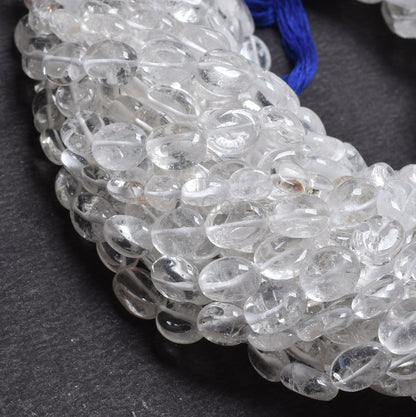 Beautiful White Crystal Quartz Smooth Oval Shape Gemstone Loose Beads,12.5" Strand Natural Crystal Plain Handmade Oval Beads Jewelry Crafts