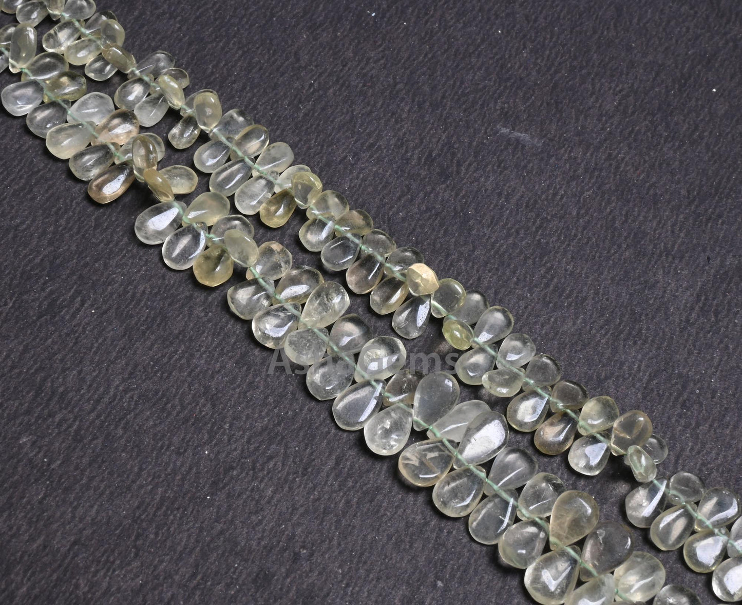 Beautiful Prehnite Smooth Pears Shape Gemstone Beads,9" Strand Natural Light Green Prehnite Teardrop handmade Side Drill Beads Jewelry Craft