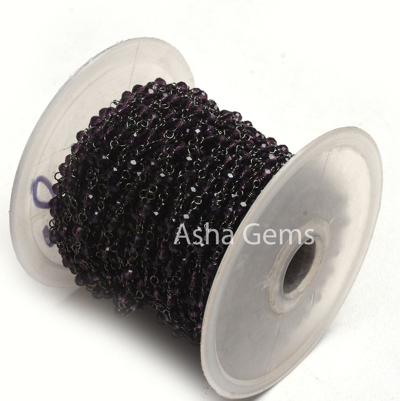 Purple Amethyst Hydro Faceted Rondelle Beads Rosary Chain 1-50 Feet Purple Crystal Black Plated Gunmetal Wire Wrap Chains Jewelry Craft SALE