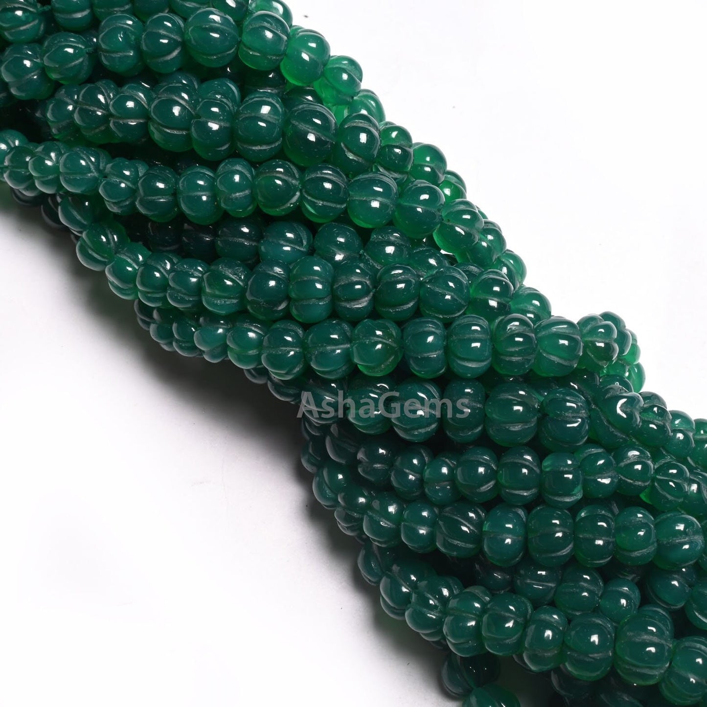 Green Onyx Carving Pumpkin Beads,16" Onyx Carved Watermelon Beads, Onyx Gemstone Carve Melon Beads, Green Onyx Carved Rondelle Beads Jewelry