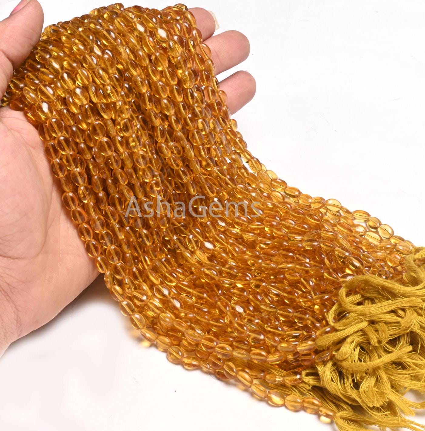 6-8 mm Fine Golden Yellow Quartz Color Hydro Smooth Oval Shape Beads,13" Strand Yellow Hydro Plain handmade Oval Beads Jewelry making Crafts