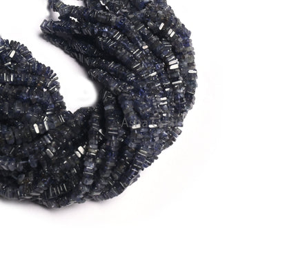 Natural Blue Iolite Smooth Flat Square Shape Gemstone Loose Beads,8/16"Strand Iolite Heishi Square Handmade Beads Jewelry Making Crafts SALE