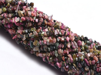Natural Multi Disco Tourmaline Gemstone Uncut Chips Beads, 17,34" Strand Tourmaline Smooth Raw Rough Beads Jewelry Making Craft Tourmaline