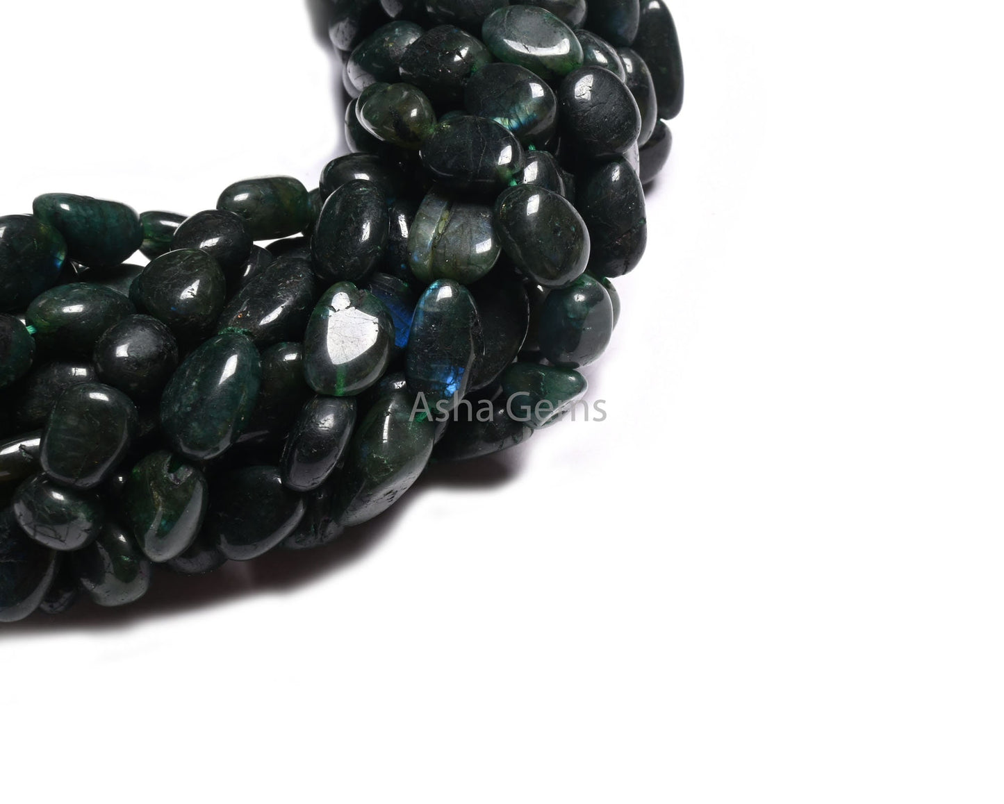 Beautiful Green Coated Labradorite Smooth Nugget Beads, Fine Labradorite Plain Handmade Uneven Tumble Straight Drill Gemstone Beads Jewelry (AG 22288)