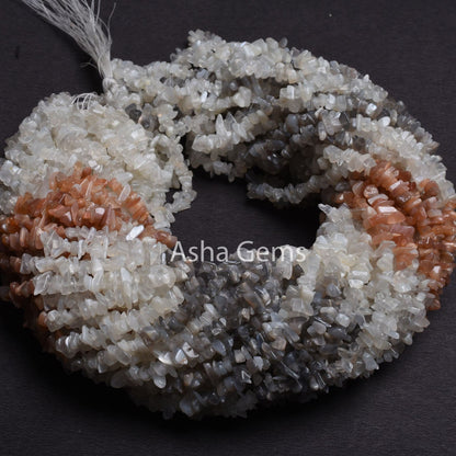 Fine Quality Multi Moonstone Uncut Chips Beads,34"Strand Moonstone Smooth Raw Rough Beads Multi Color Moonstone Gemstone Uncut Chip Jewelry