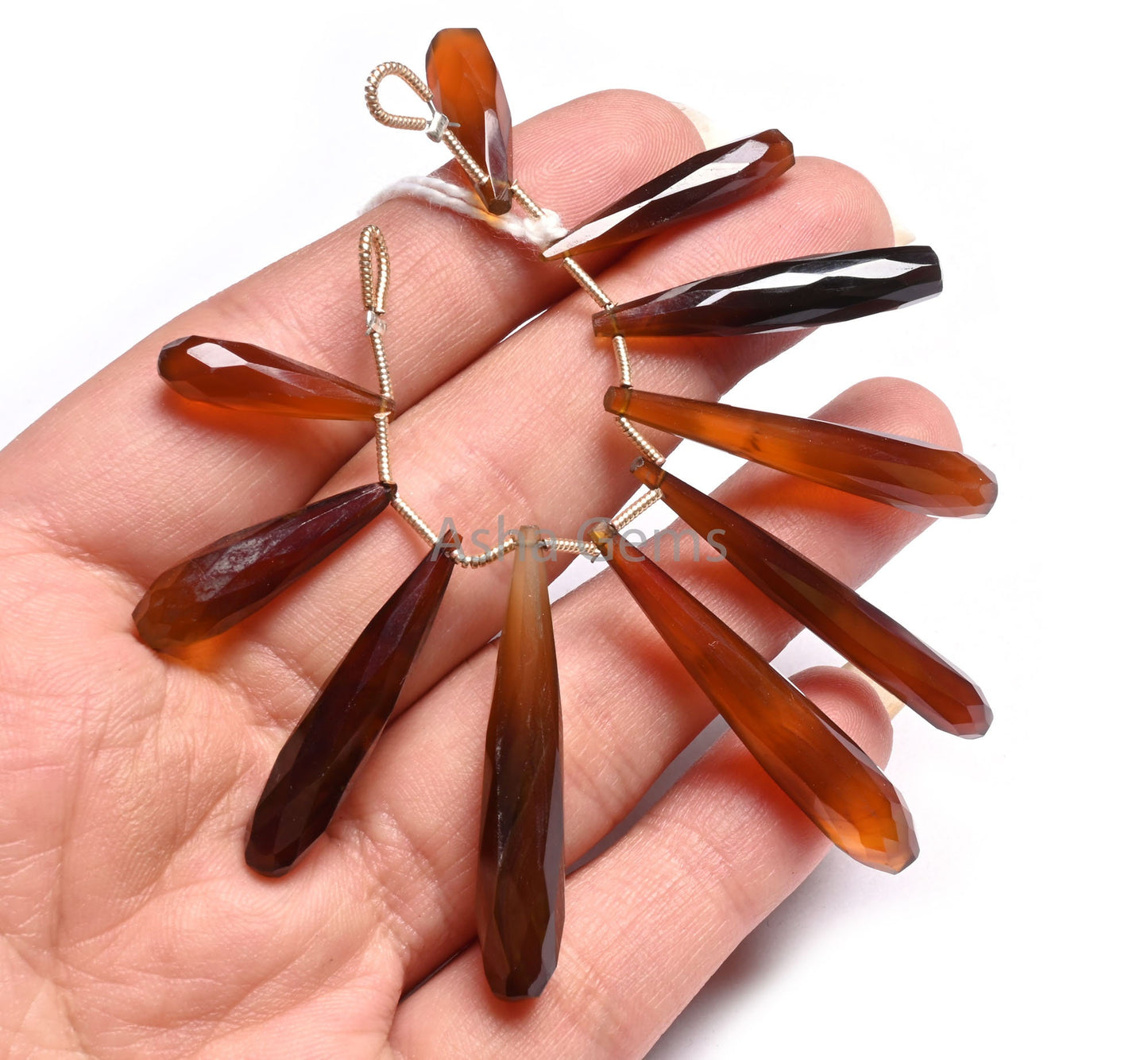 AAA Quality Shaded Whiskey Brown Chalcedony Fancy Pencil Drop Beads, Chalcedony Fancy Long Teardrop Gemstone Briolette Beads Jewelry makings