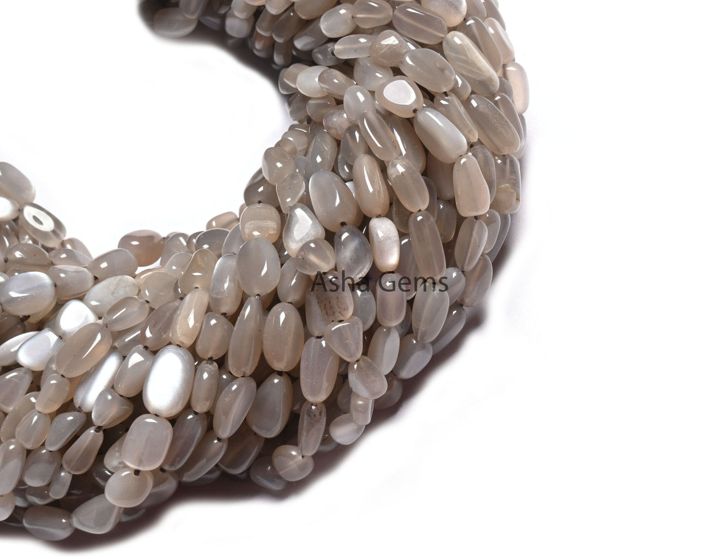 Beautiful Grey Moonstone Nugget smooth Gemstone Loose Beads, Light Grey Moonstone Handmade Tumble Beads Fine Moonstone Jewelry making Crafts (AG 22292)