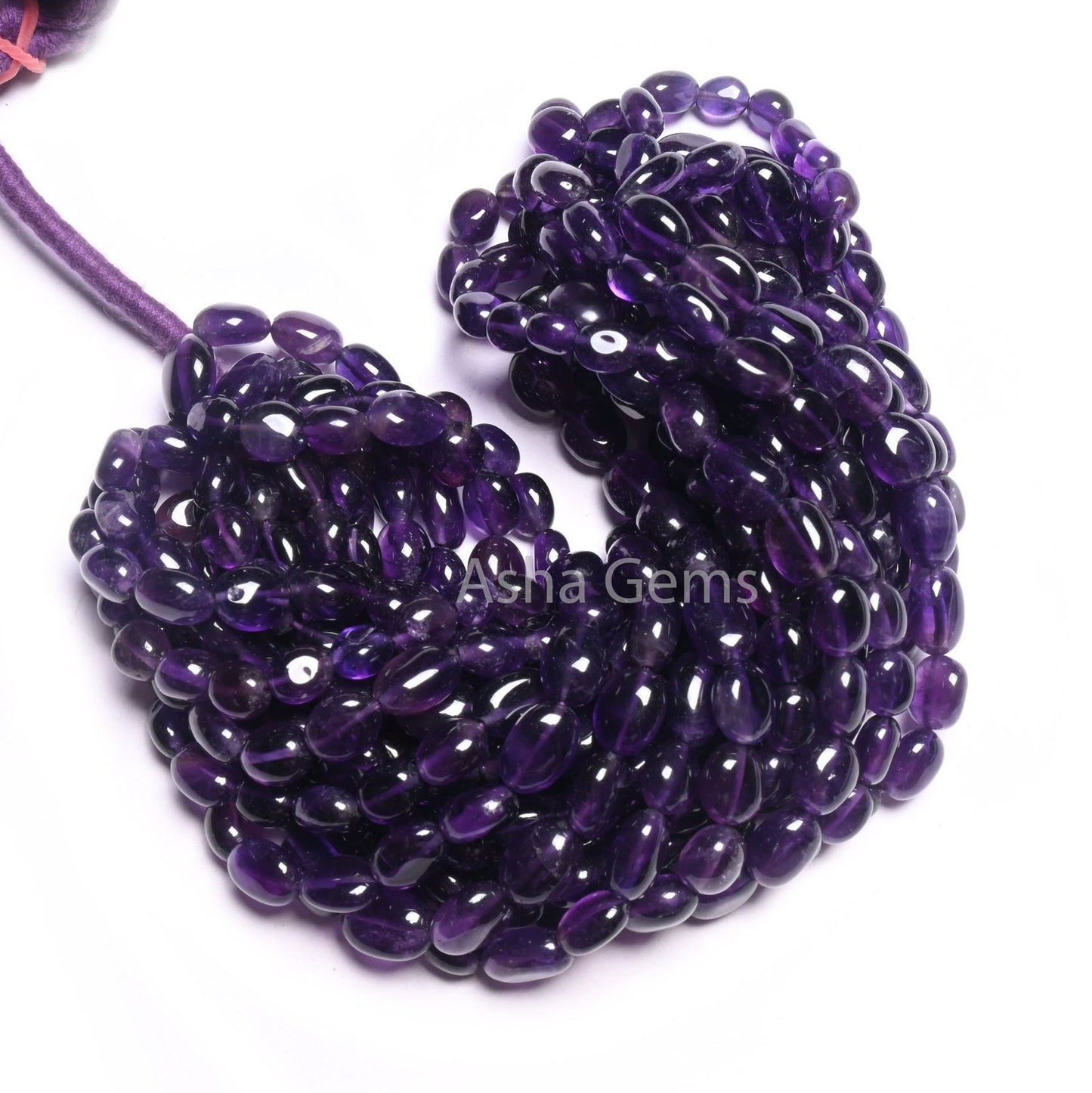 Natural African Amethyst Smooth Nugget Gemstone Loose Beads,16" Strand purple Amethyst Handmade Tumble Beads, Fine Amethyst Necklace Jewelry (AG 22297)