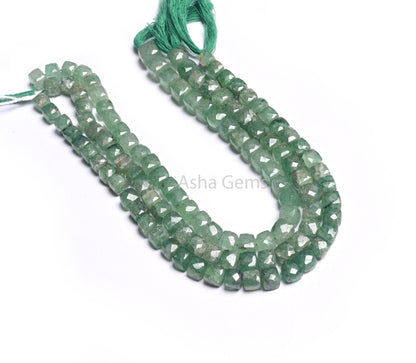 Shaded Green Strawberry Quartz Indian Cut Faceted Box Gemstone Beads, Natural Green Strawberry 3D Cube Box Beads Jewelry Making Handicrafts