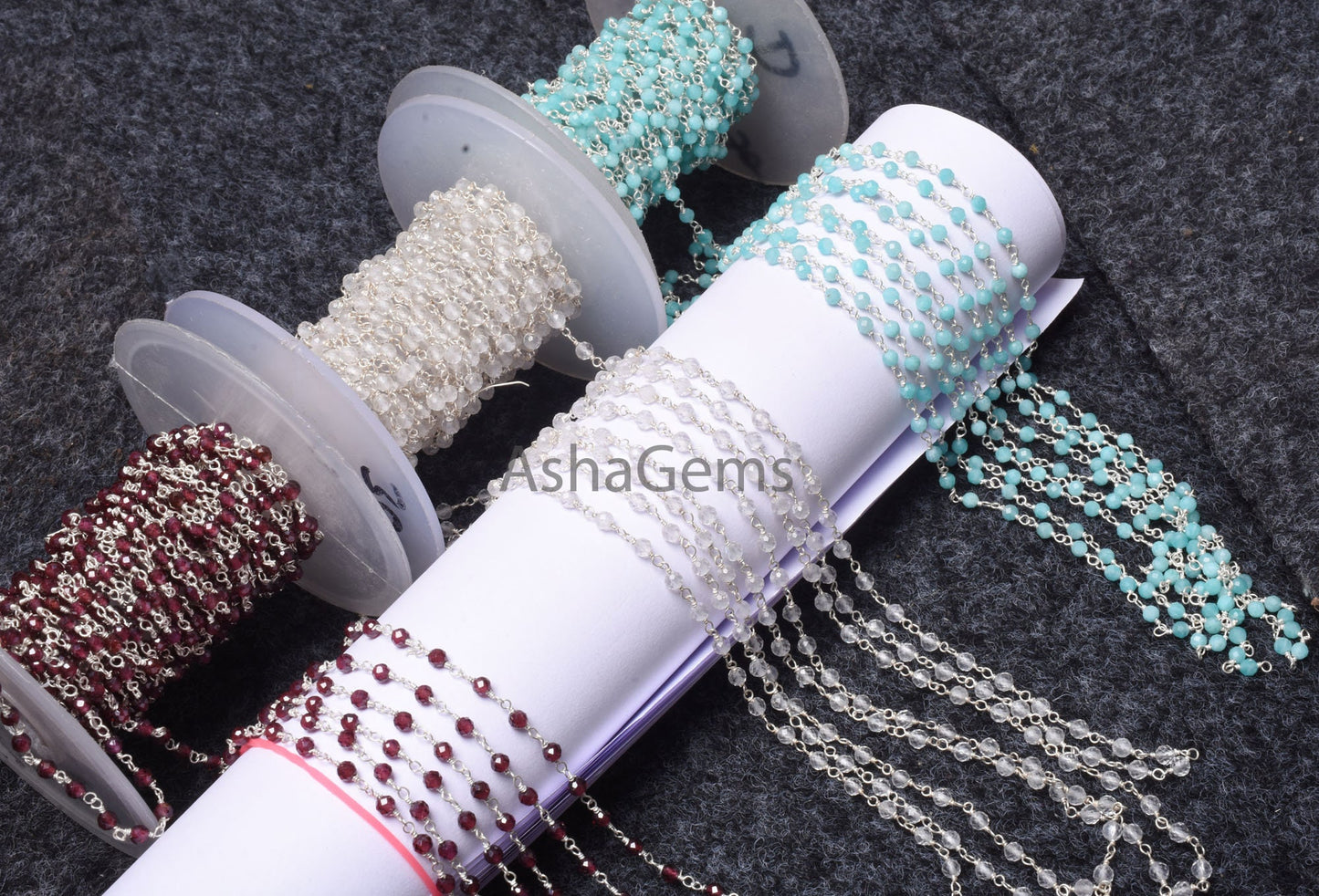 92.5 Silver Rosary chain Wire Wrapped Natural garnet Crystal Amazonite Faceted Beads Chain Real Silver gemstone Beaded rosary chains Jewelry