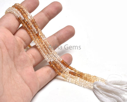4 mm Yellow Citrine Indian Cut Faceted Beads,13" Strand Natural Citrine Quartz Faceted Rondelle Beads, Fine Citrine Bead Jewelry Making SALE