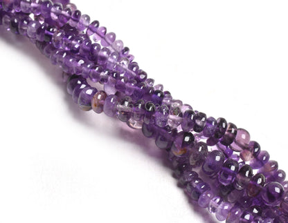 Fine Quality Shaded Purple Amethyst Smooth Rondelle Beads, Natural Amethyst Plain Handmade Gemstone Loose Bead Amethyst Jewelry Making Craft