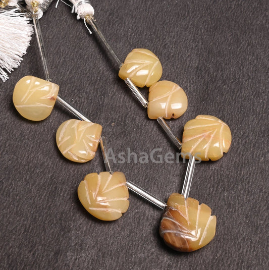 Beautiful Yellow Opal Heart Carved Gemstone Handmade Beads, Natural Shaded Yellow Opal Carving Heart Side Drill Opal Bead Jewelry Craft SALE
