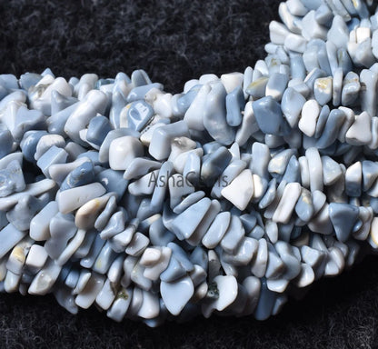 34" Blue Opal Uncut Chip beads Strand, Blue Oregon Opal polish Raw Rough Gemstone Bead, Loose Bead String For Jewelry Making Crafts (AG 10335)