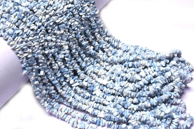 34" Blue Opal Uncut Chip beads Strand, Blue Oregon Opal polish Raw Rough Gemstone Bead, Loose Bead String For Jewelry Making Crafts (AG 10335)