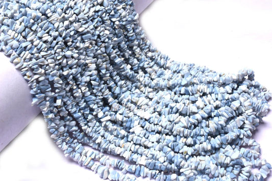 34" Blue Opal Uncut Chip beads Strand, Blue Oregon Opal polish Raw Rough Gemstone Bead, Loose Bead String For Jewelry Making Crafts (AG 10335)