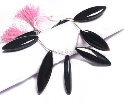 AAA Quality Black Onyx Marquise Shape Smooth Beads,11-40mm Onyx Fancy Marquise Side Drill Black Gemstone Beads, Black Onyx Bead Jewelry SALE