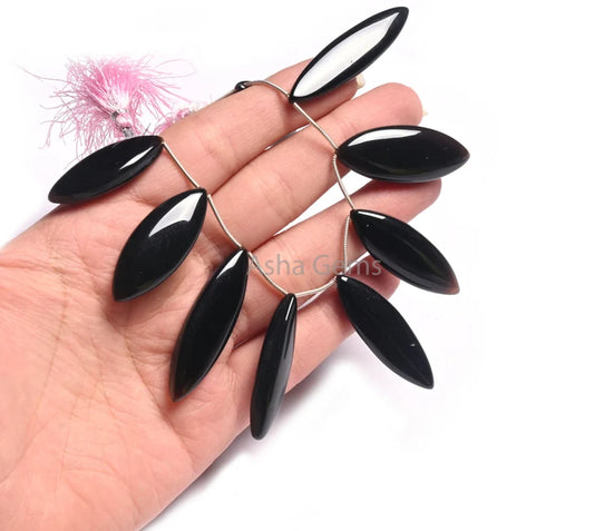 AAA Quality Black Onyx Marquise Shape Smooth Beads,11-40mm Onyx Fancy Marquise Side Drill Black Gemstone Beads, Black Onyx Bead Jewelry SALE