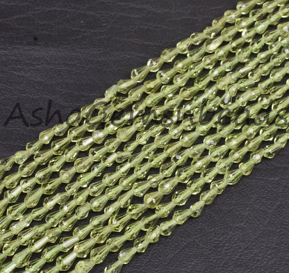 Natural Green Peridot Tiny Drops Faceted Gemstone Loose Beads,3.5-5mm AAA Quality Peridot Fancy Teardrop Briolette Peridot Bead Jewelry SALE (AG 18939)