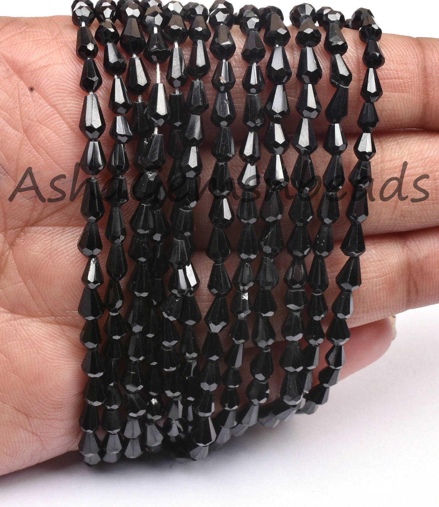 AAA Quality Black Spinel Tiny Drops Shape Gemstone Loose Beads,13" Natural Coal Black Spinel Faceted Teardrop Briolette Spinal Beads Jewelry (AG 18938)
