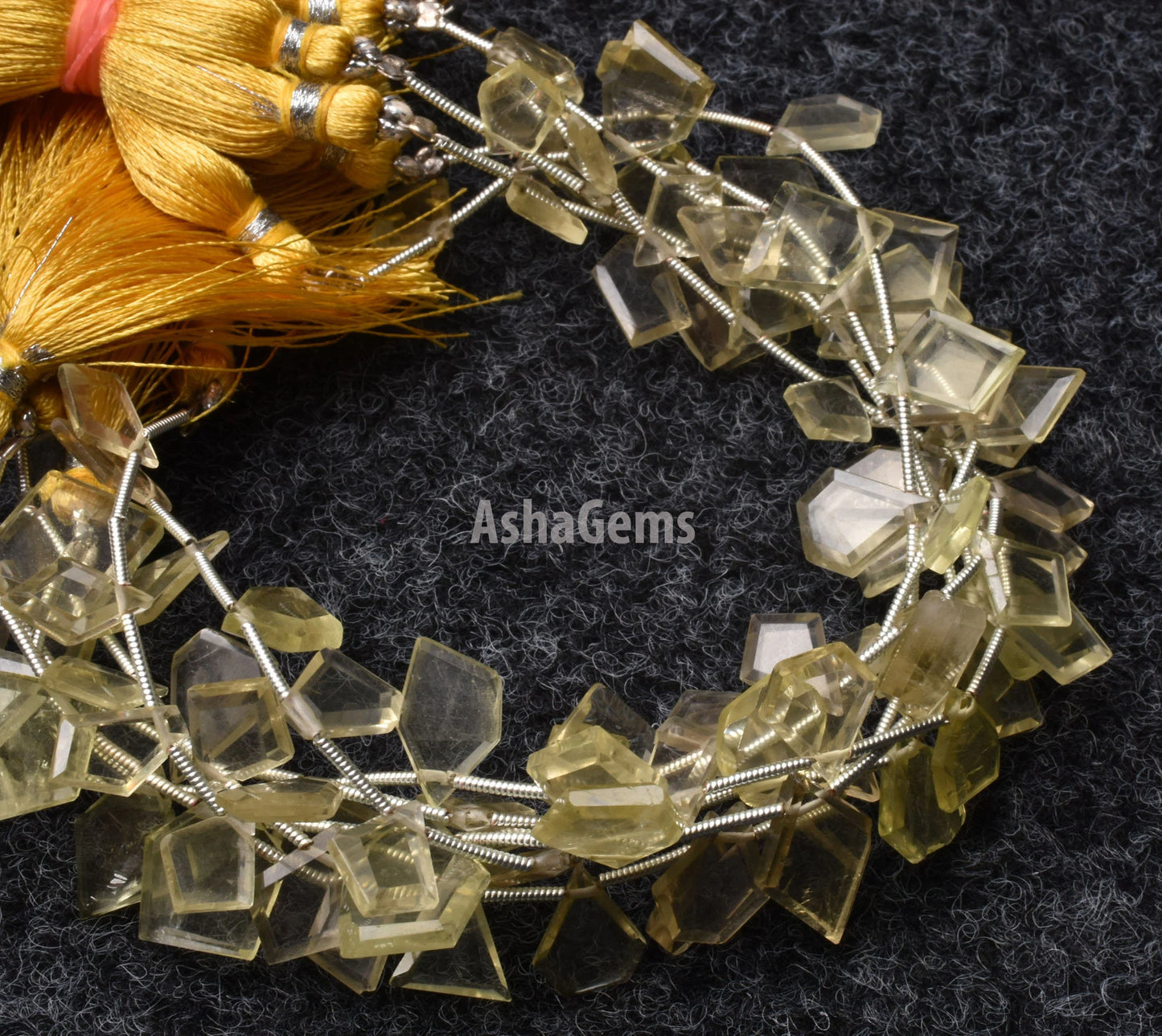 Beautiful Lemon Quartz fancy Flat Slice Shape faceted Beads, Fine Natural Lemon Uneven Shape Nugget Side Drill Gemstone Beads Jewelry Crafts(AG 18682)